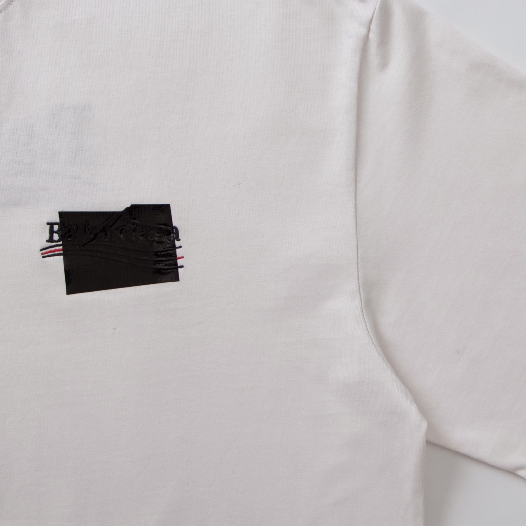  Balenciaga 巴黎世家 胶带可乐刺绣 短袖 T恤 圆领 夏季 白色 A0 