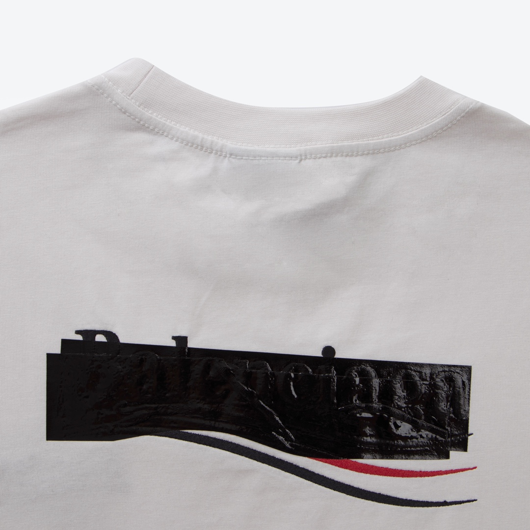  Balenciaga 巴黎世家 胶带可乐刺绣 短袖 T恤 圆领 夏季 白色 A0 