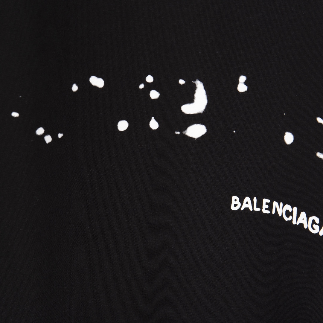 Balenciaga 巴黎世家 前后字母涂鸦印花T恤  圆领 夏季 黑色 A0 