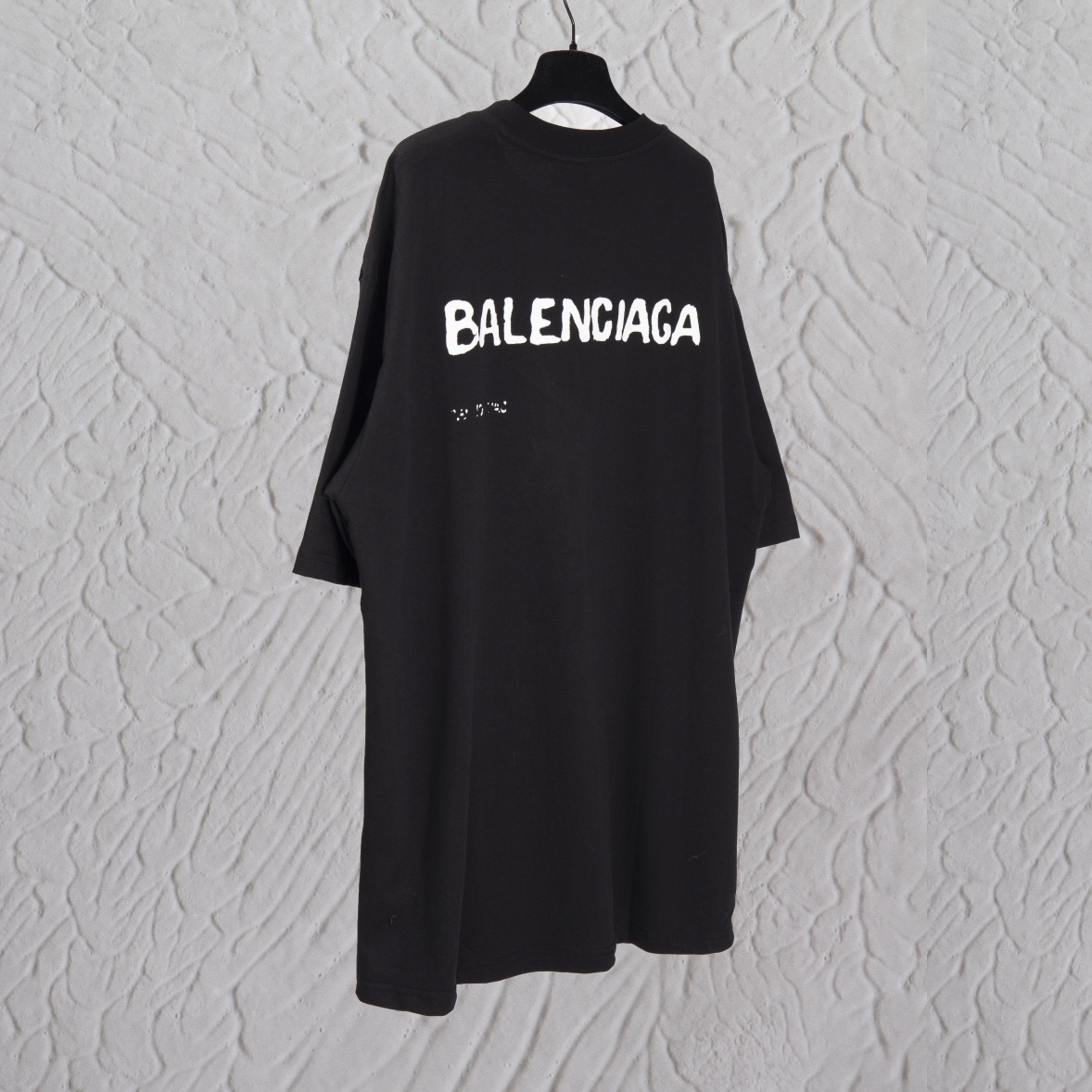 Balenciaga 巴黎世家 前后字母涂鸦印花T恤  圆领 夏季 黑色 A0 