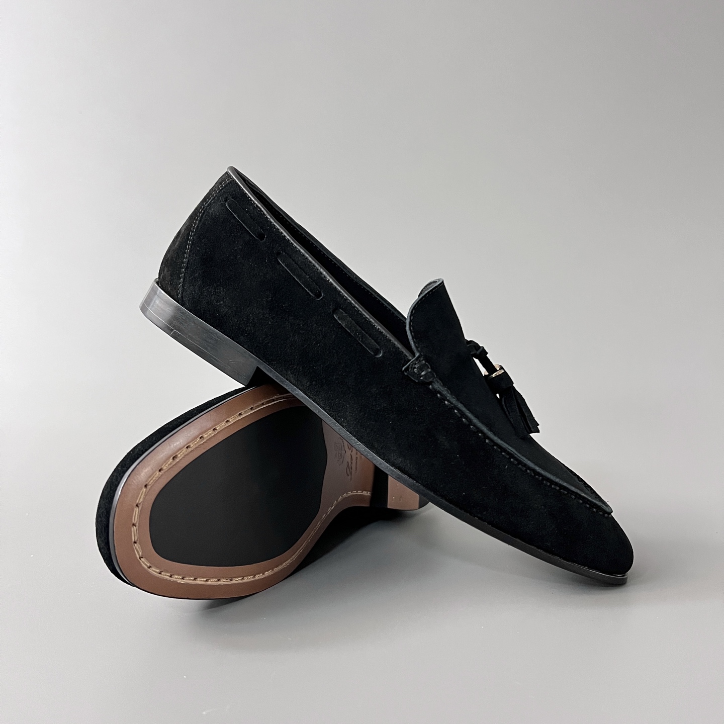 Loro Piana LP  Style Serge Walk Shoes | Italian Inspired Suede Loafers for Men 黑色