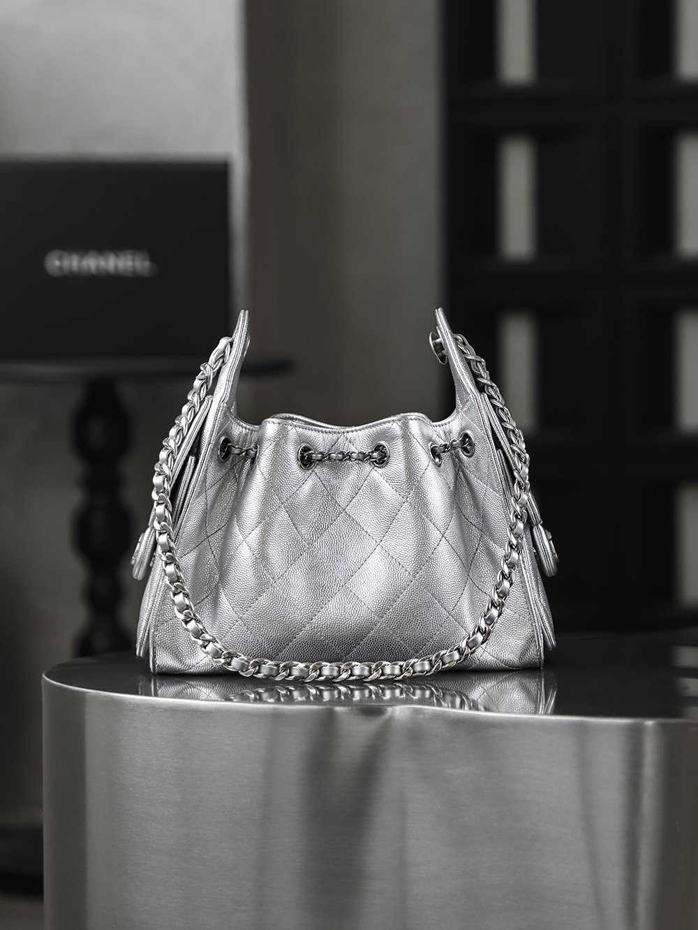 CHA 25bag 26C mini  High-End Replica Luxury Reps 嬉皮包单肩包  银色A5 AS5631-B22716-U5341