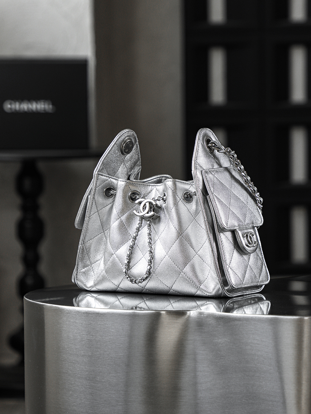 CHA 25bag 26C mini  High-End Replica Luxury Reps 嬉皮包单肩包  银色A5 AS5631-B22716-U5341