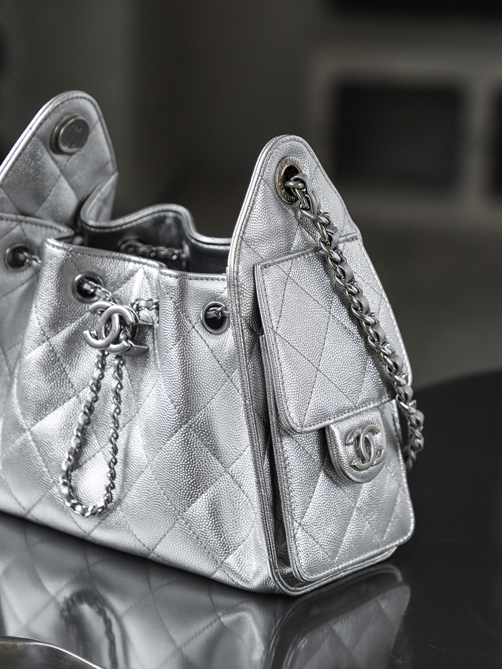 CHA 25bag 26C mini  High-End Replica Luxury Reps 嬉皮包单肩包  银色A5 AS5631-B22716-U5341