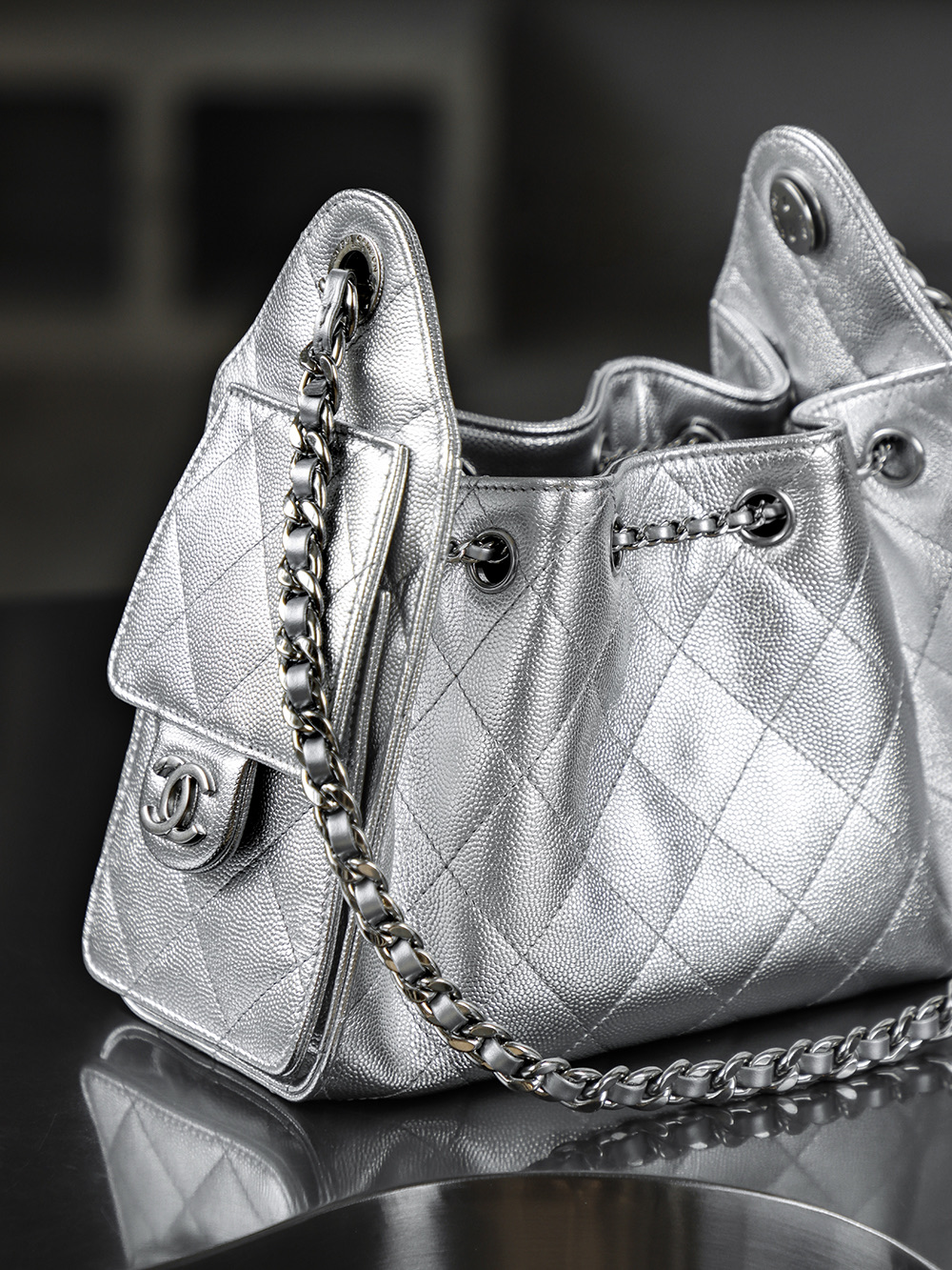 CHA 25bag 26C mini  High-End Replica Luxury Reps 嬉皮包单肩包  银色A5 AS5631-B22716-U5341