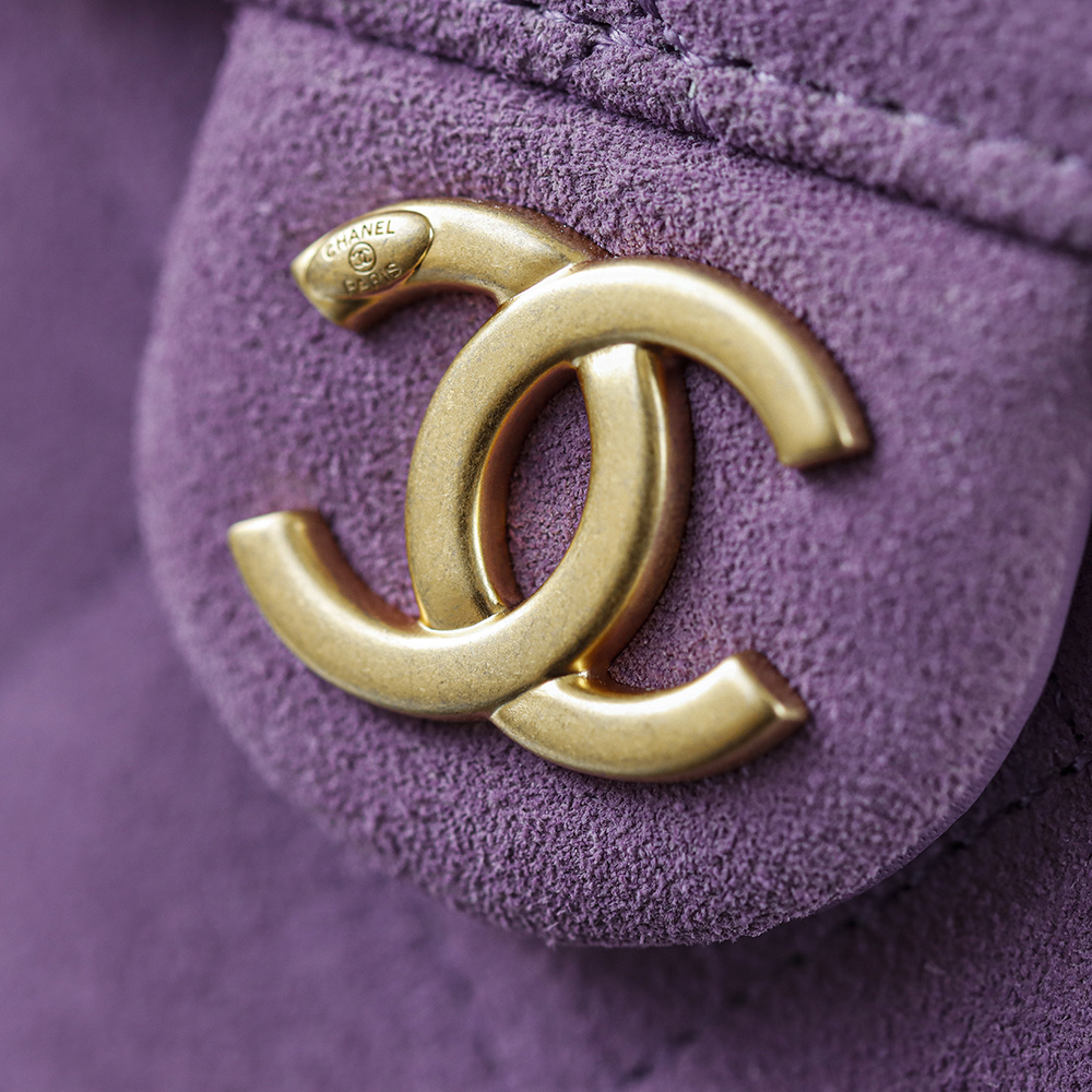 CHA 25bag 26C mini  High-End Replica Luxury Reps 嬉皮包单肩包  麂皮 紫色 A5 AS5631-B18799-U5337