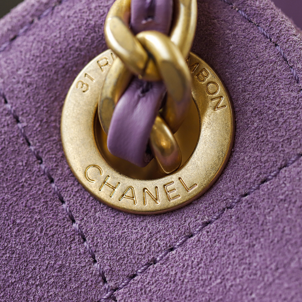 CHA 25bag 26C mini  High-End Replica Luxury Reps 嬉皮包单肩包  麂皮 紫色 A5 AS5631-B18799-U5337