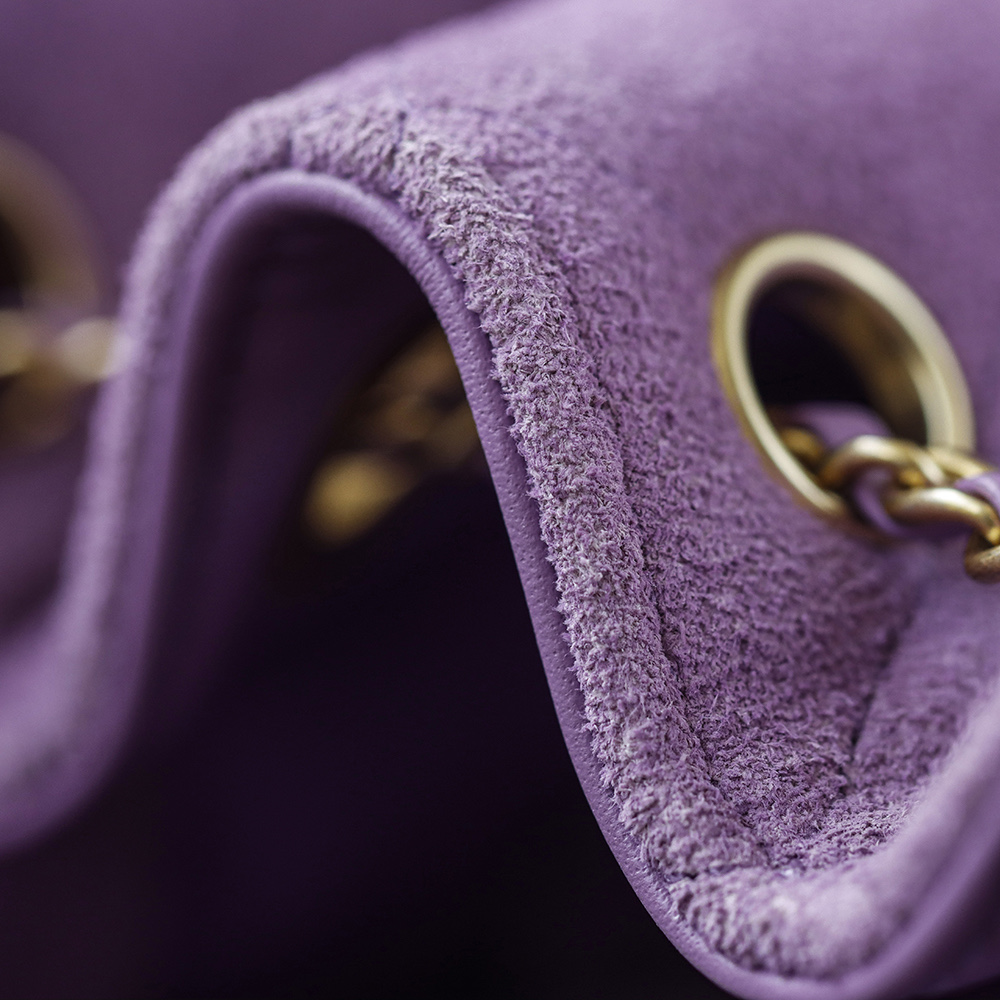 CHA 25bag 26C mini  High-End Replica Luxury Reps 嬉皮包单肩包  麂皮 紫色 A5 AS5631-B18799-U5337