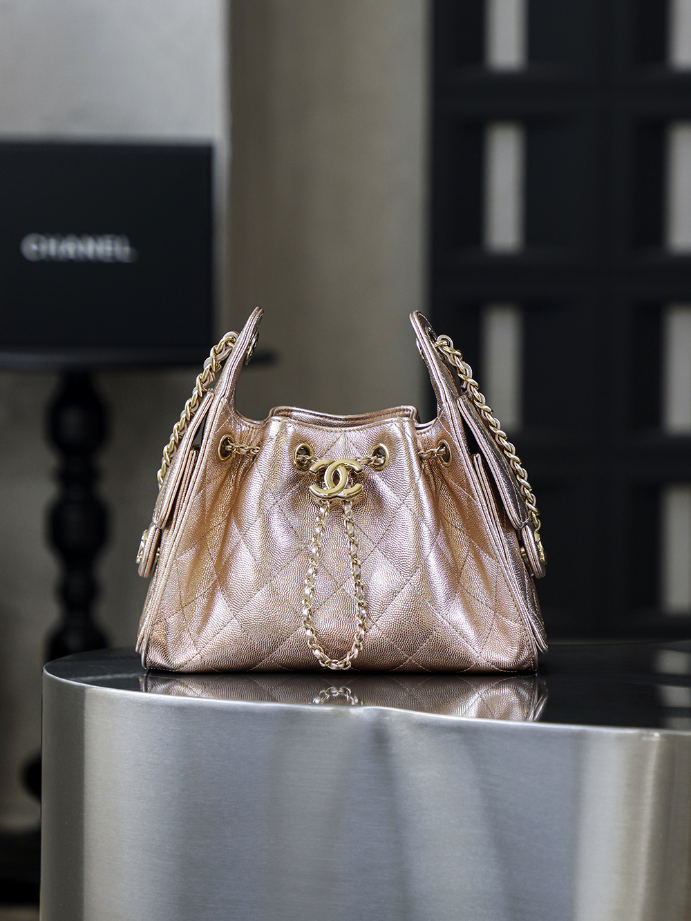 CHA 25bag 26C mini  High-End Replica Luxury Reps 嬉皮包单肩包  玫瑰金 AS5631-B22911-U5345