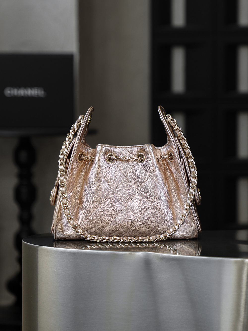 CHA 25bag 26C mini  High-End Replica Luxury Reps 嬉皮包单肩包  玫瑰金 AS5631-B22911-U5345