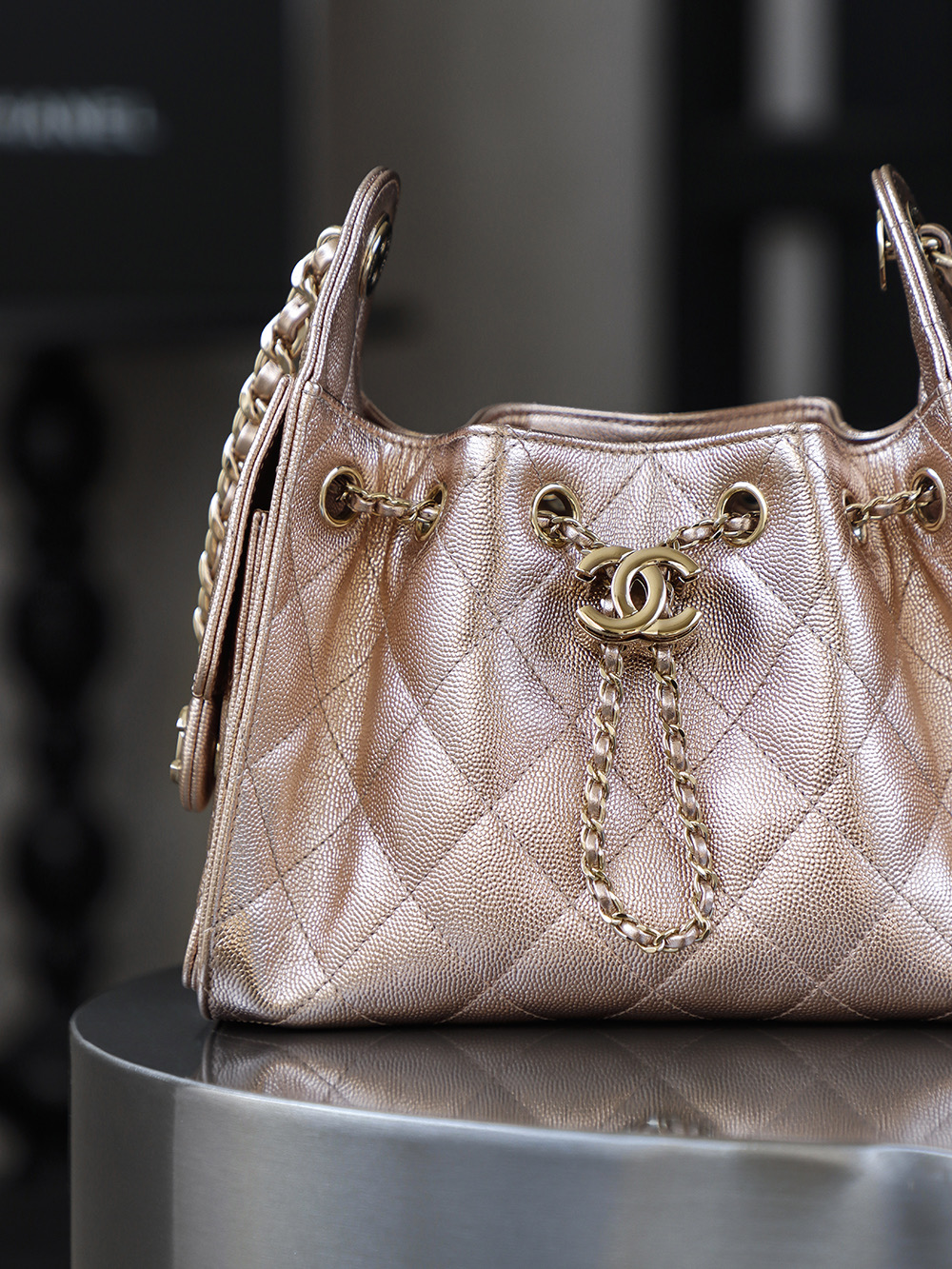 CHA 25bag 26C mini  High-End Replica Luxury Reps 嬉皮包单肩包  玫瑰金 AS5631-B22911-U5345