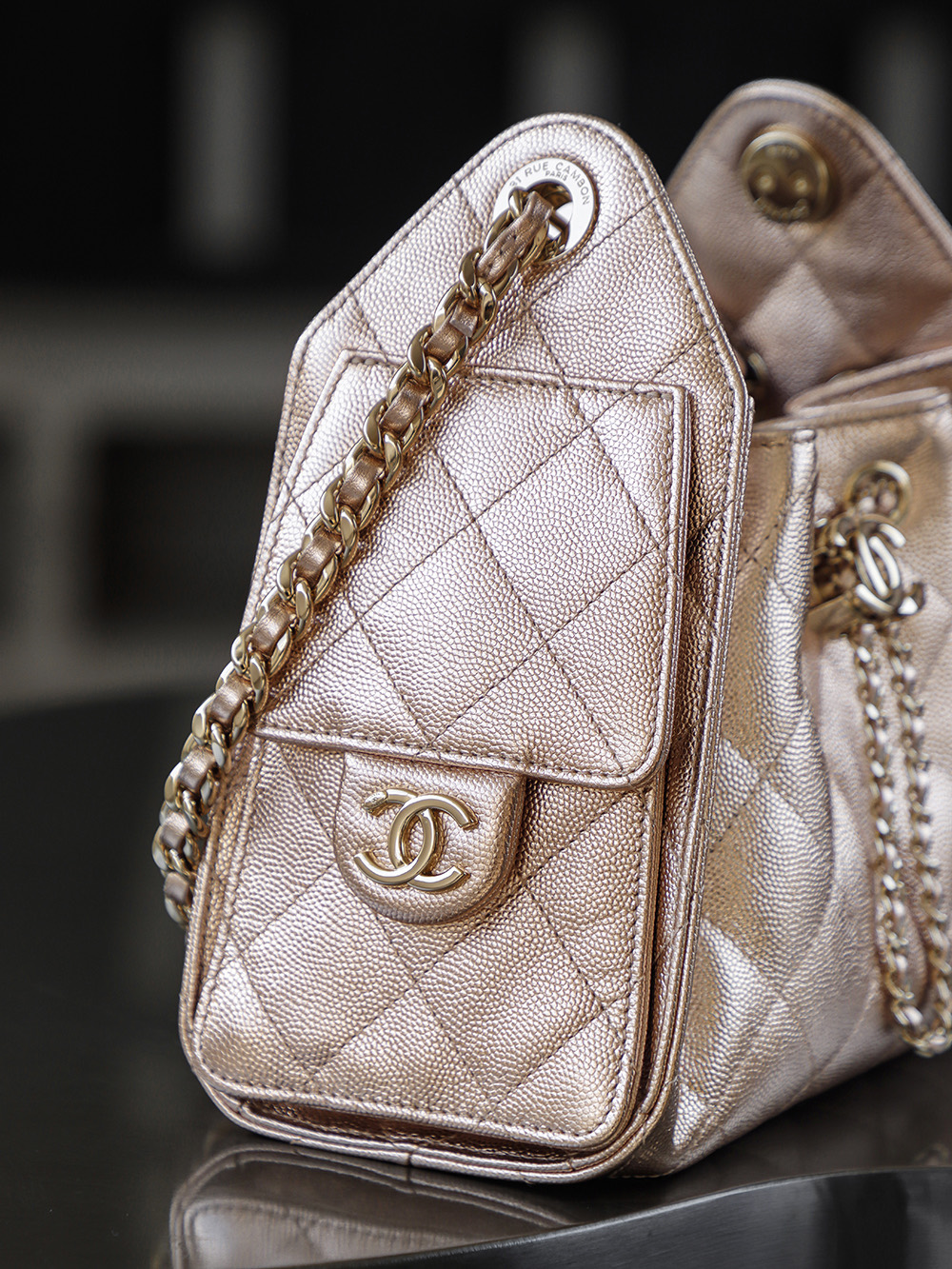 CHA 25bag 26C mini  High-End Replica Luxury Reps 嬉皮包单肩包  玫瑰金 AS5631-B22911-U5345