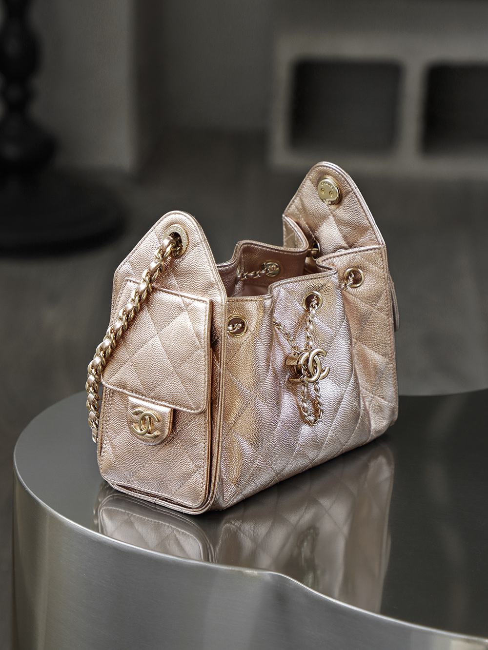 CHA 25bag 26C mini  High-End Replica Luxury Reps 嬉皮包单肩包  玫瑰金 AS5631-B22911-U5345