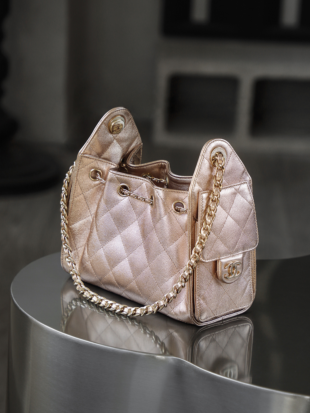 CHA 25bag 26C mini  High-End Replica Luxury Reps 嬉皮包单肩包  玫瑰金 AS5631-B22911-U5345