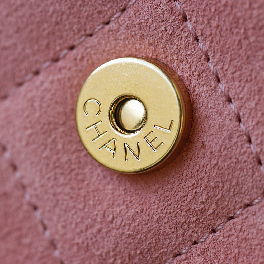 CHA 25bag 26C mini  High-End Replica Luxury Reps 嬉皮包单肩包 麂皮 粉红色 A5 AS5631-B18799-U5336