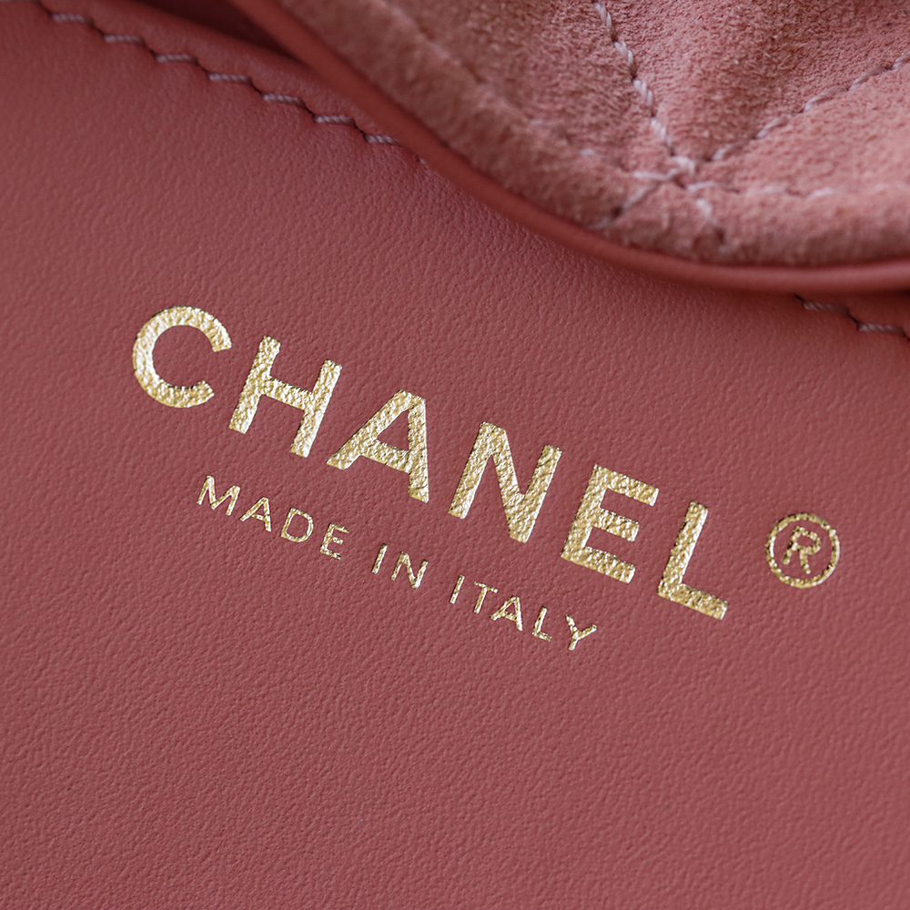 CHA 25bag 26C mini  High-End Replica Luxury Reps 嬉皮包单肩包 麂皮 粉红色 A5 AS5631-B18799-U5336