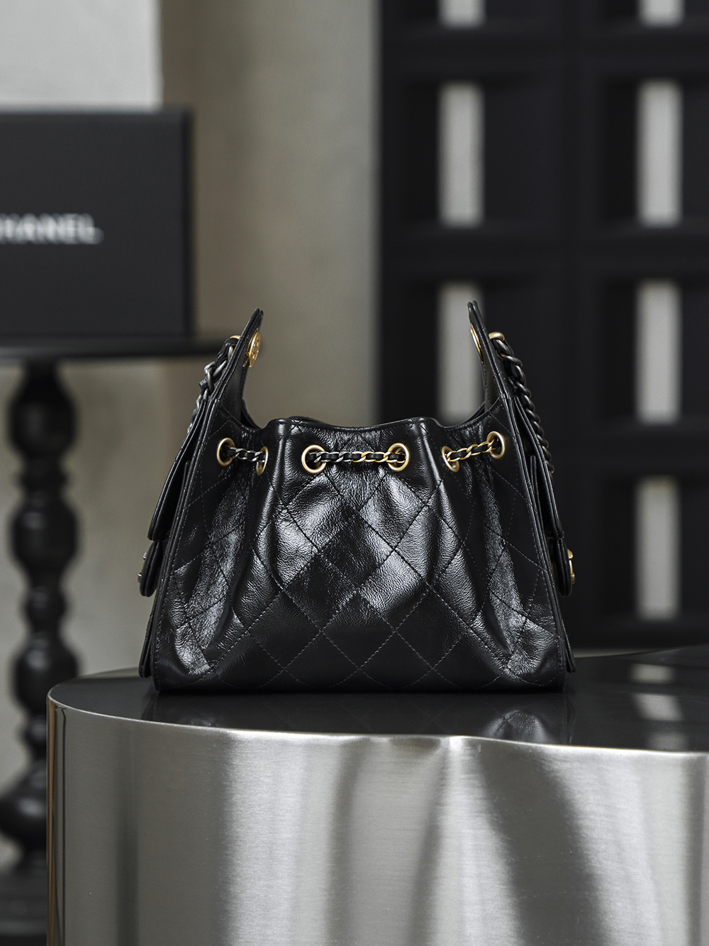 CHA 25bag 26C mini  High-End Replica Luxury Reps 嬉皮包单肩包 黑色 A5 AS5631-B21741-94305