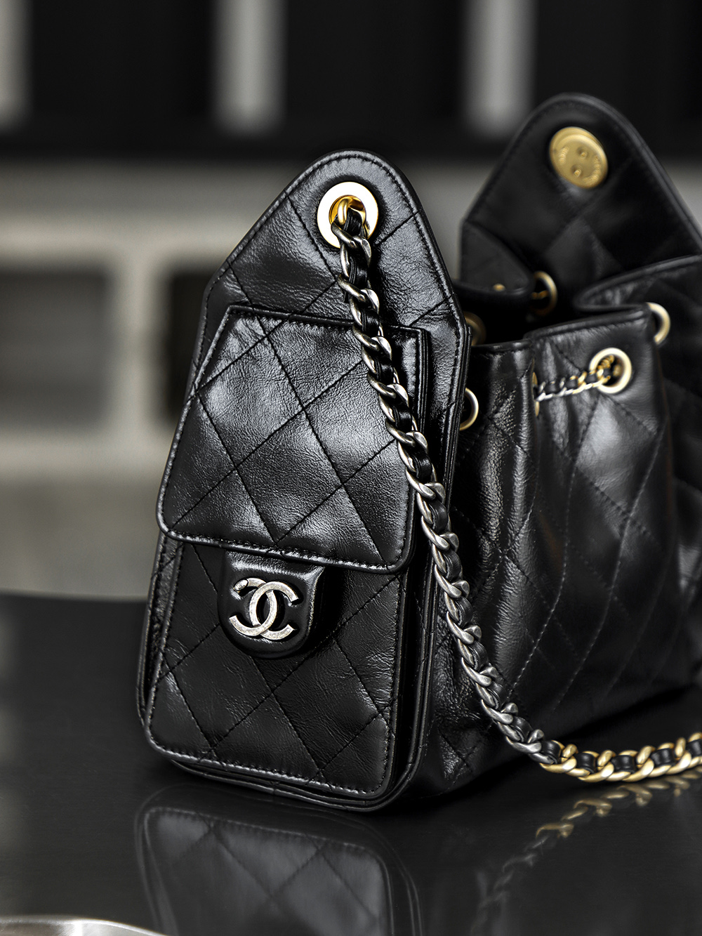 CHA 25bag 26C mini  High-End Replica Luxury Reps 嬉皮包单肩包 黑色 A5 AS5631-B21741-94305