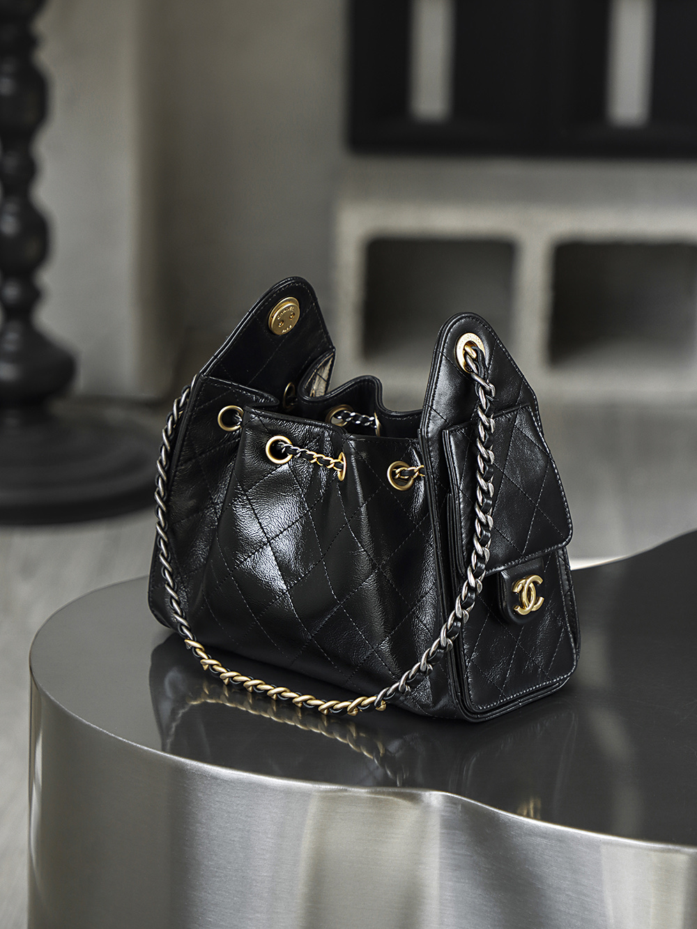 CHA 25bag 26C mini  High-End Replica Luxury Reps 嬉皮包单肩包 黑色 A5 AS5631-B21741-94305