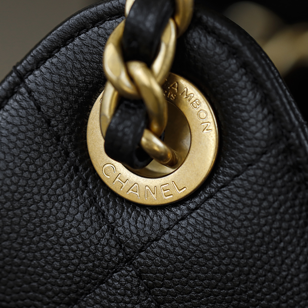 CHA 25bag 26C mini  High-End Replica Luxury Reps 嬉皮包单肩包 黑色颗粒 A5 AS5631-B20304-94305