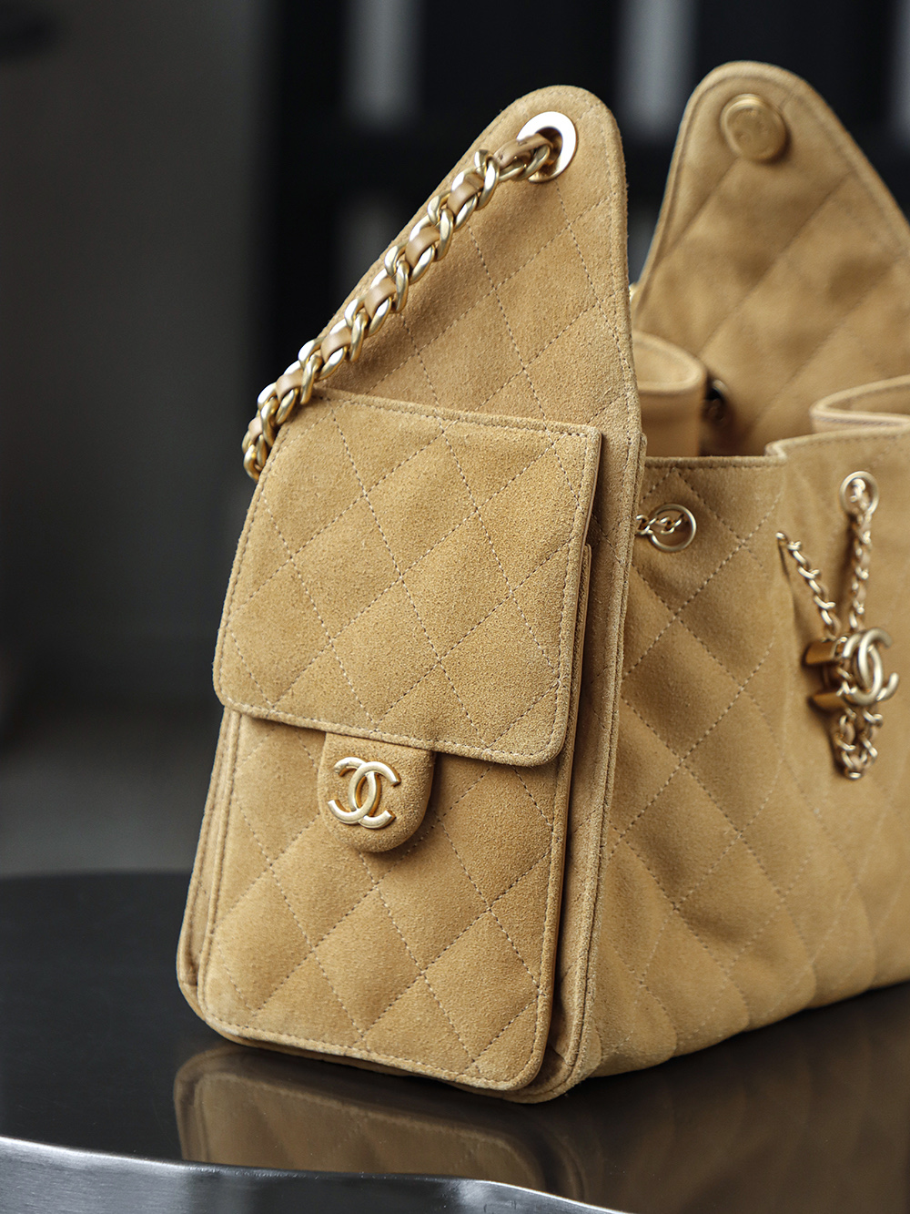 CHA 25bag 25C  Small High-End Replica Luxury Reps 嬉皮包单肩包 奶茶色 A5 AS5293-B18799-U5319