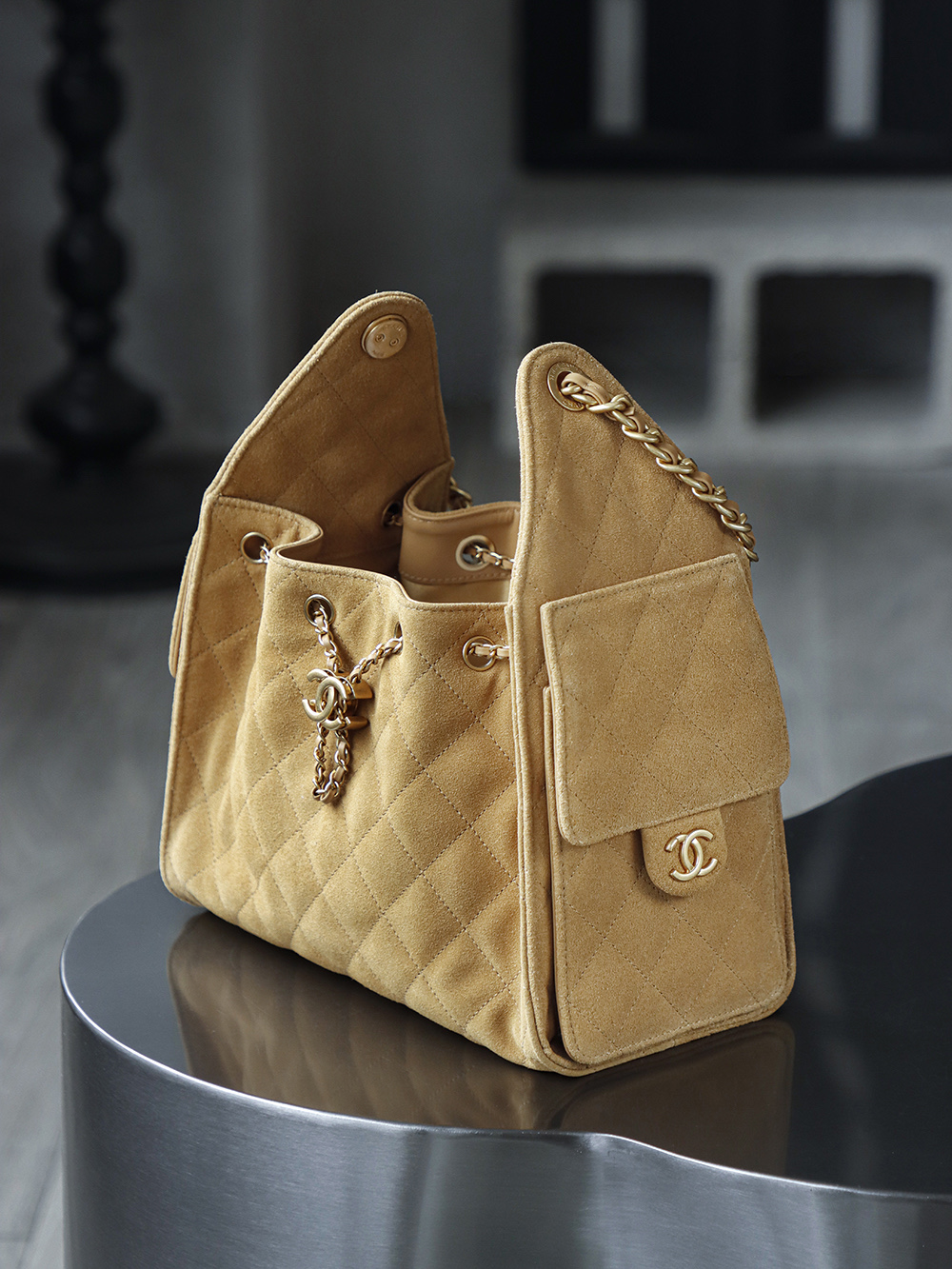 CHA 25bag 25C  Small High-End Replica Luxury Reps 嬉皮包单肩包 奶茶色 A5 AS5293-B18799-U5319