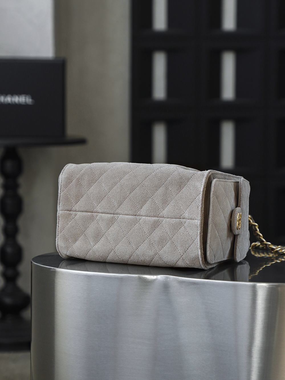 CHA 25bag 25C  Small High-End Replica Luxury Reps 嬉皮包单肩包 深灰色 A5 AS5293-B18799-NACAA