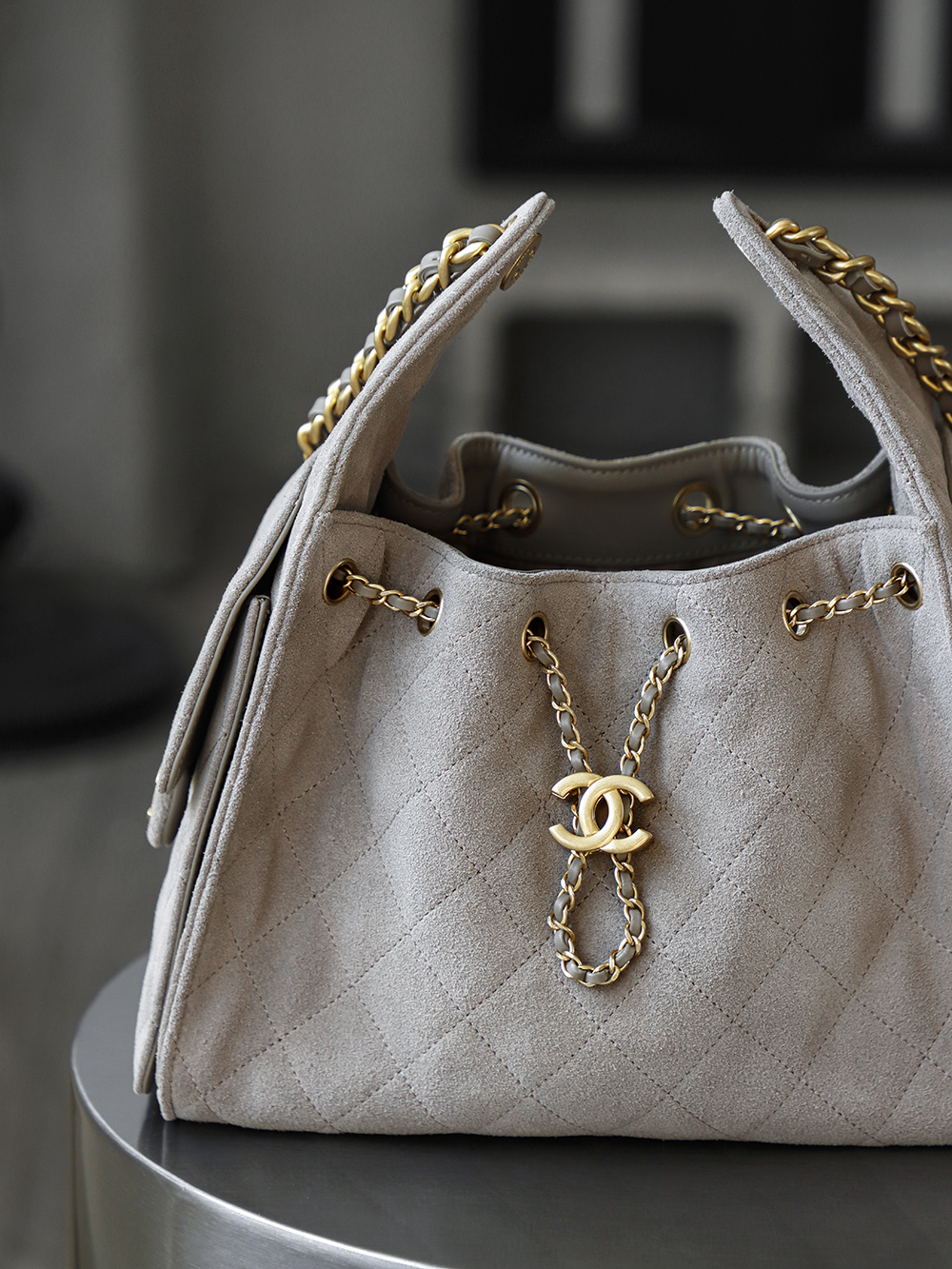 CHA 25bag 25C  Small High-End Replica Luxury Reps 嬉皮包单肩包 深灰色 A5 AS5293-B18799-NACAA