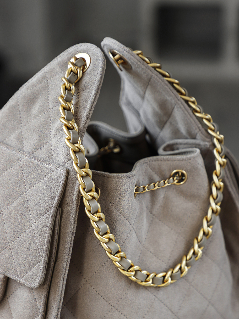 CHA 25bag 25C  Small High-End Replica Luxury Reps 嬉皮包单肩包 深灰色 A5 AS5293-B18799-NACAA