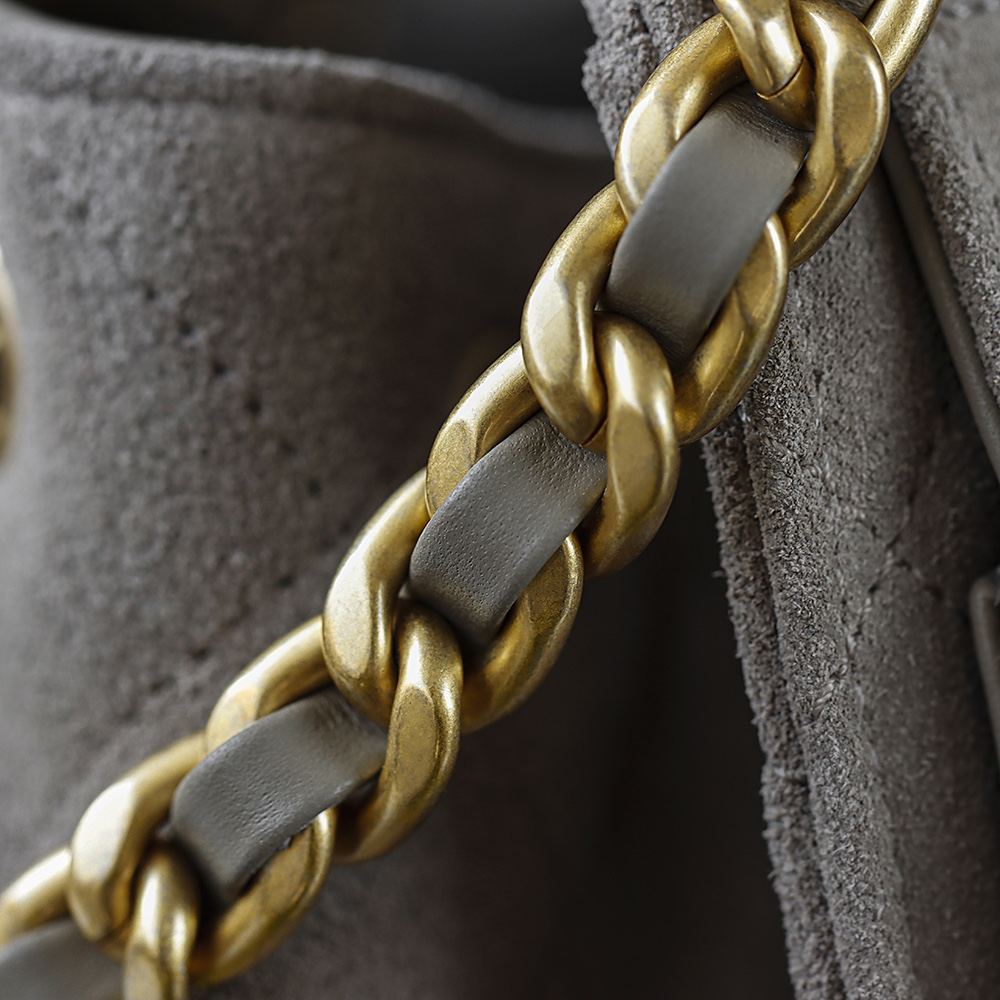 CHA 25bag 25C  Small High-End Replica Luxury Reps 嬉皮包单肩包 深灰色 A5 AS5293-B18799-NACAA