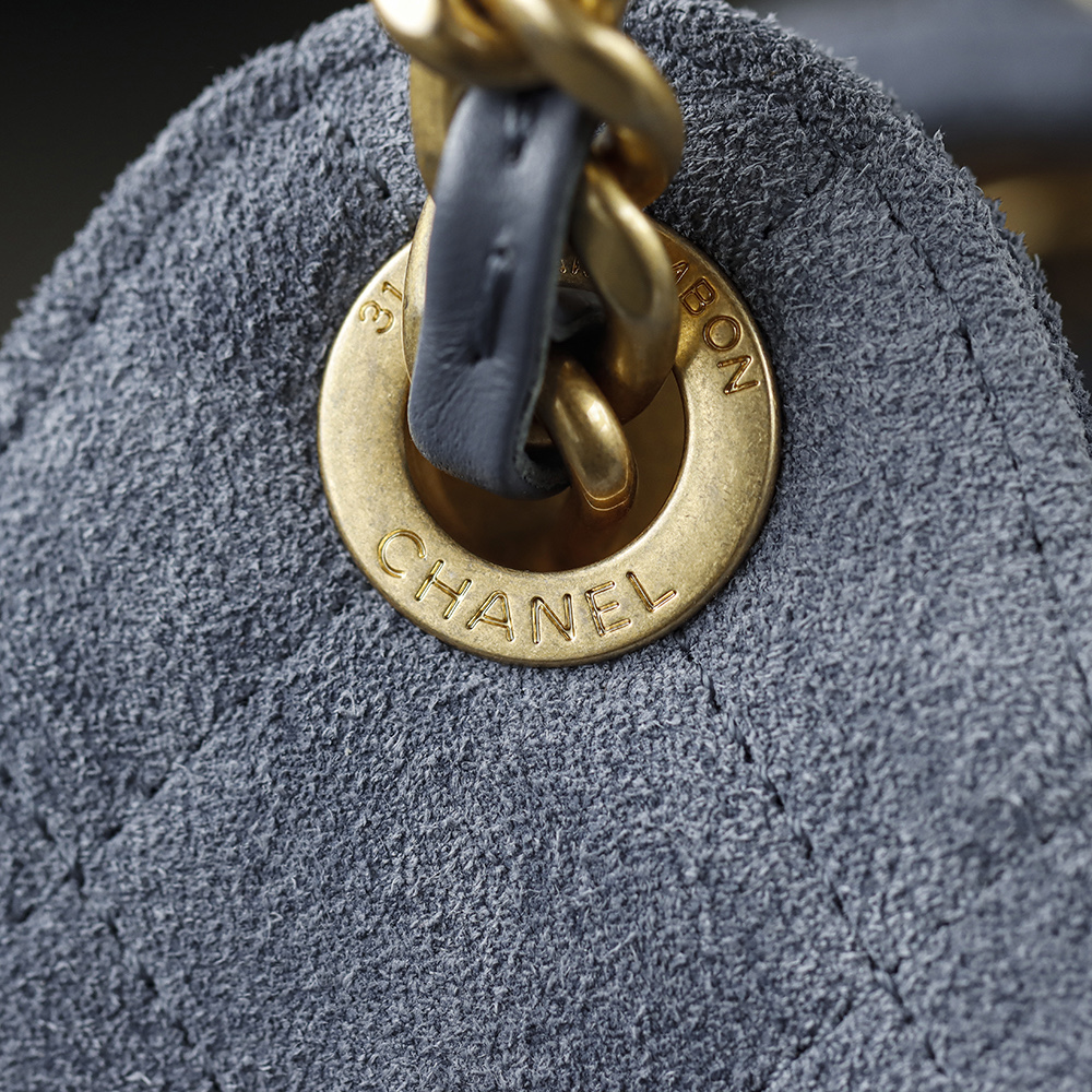 CHA 25bag 25C  Small High-End Replica Luxury Reps 嬉皮包单肩包 麂皮 蓝色 A5 AS5293