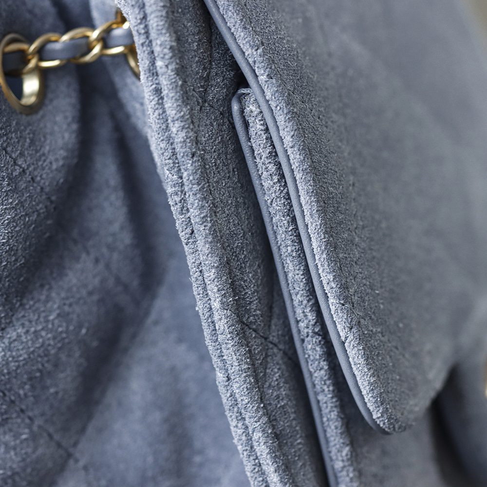 CHA 25bag 25C  Small High-End Replica Luxury Reps 嬉皮包单肩包 麂皮 蓝色 A5 AS5293