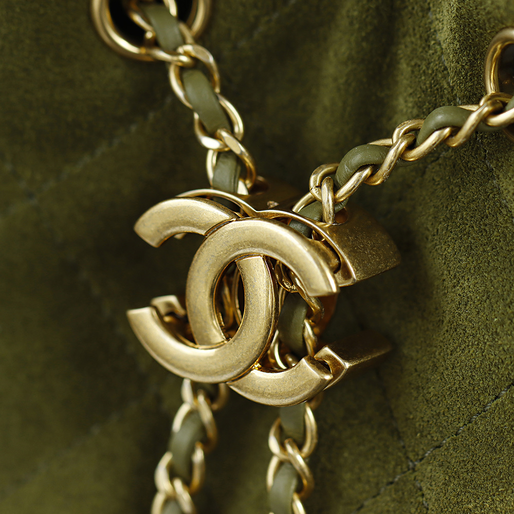 CHA 25bag 25K  Small High-End Replica Luxury Reps 嬉皮包单肩包 麂皮 A5绿色 AS5293-B18799-U3951