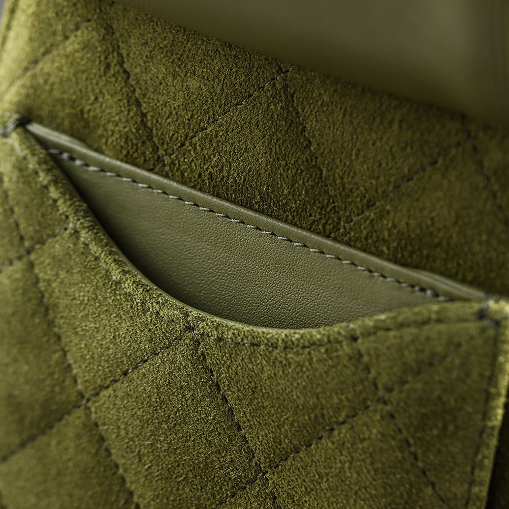 CHA 25bag 25K  Small High-End Replica Luxury Reps 嬉皮包单肩包 麂皮 A5绿色 AS5293-B18799-U3951