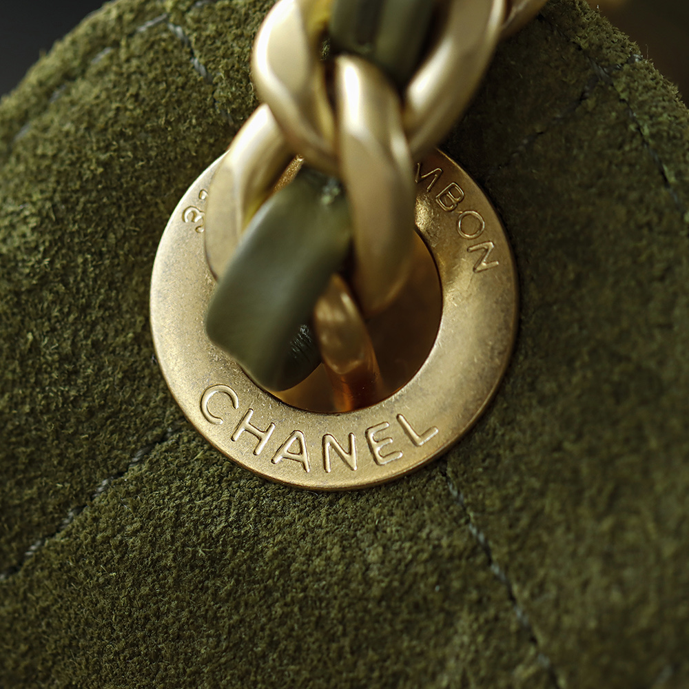 CHA 25bag 25K  Small High-End Replica Luxury Reps 嬉皮包单肩包 麂皮 A5绿色 AS5293-B18799-U3951