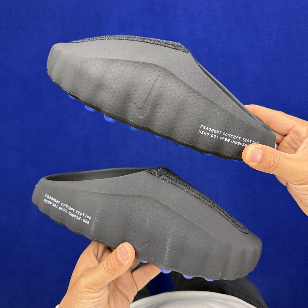 Fragment Design Nike Mind 001 按摩鞋 舒适柔软 包头 拖鞋男女同款 黑藍 IQ8502-001