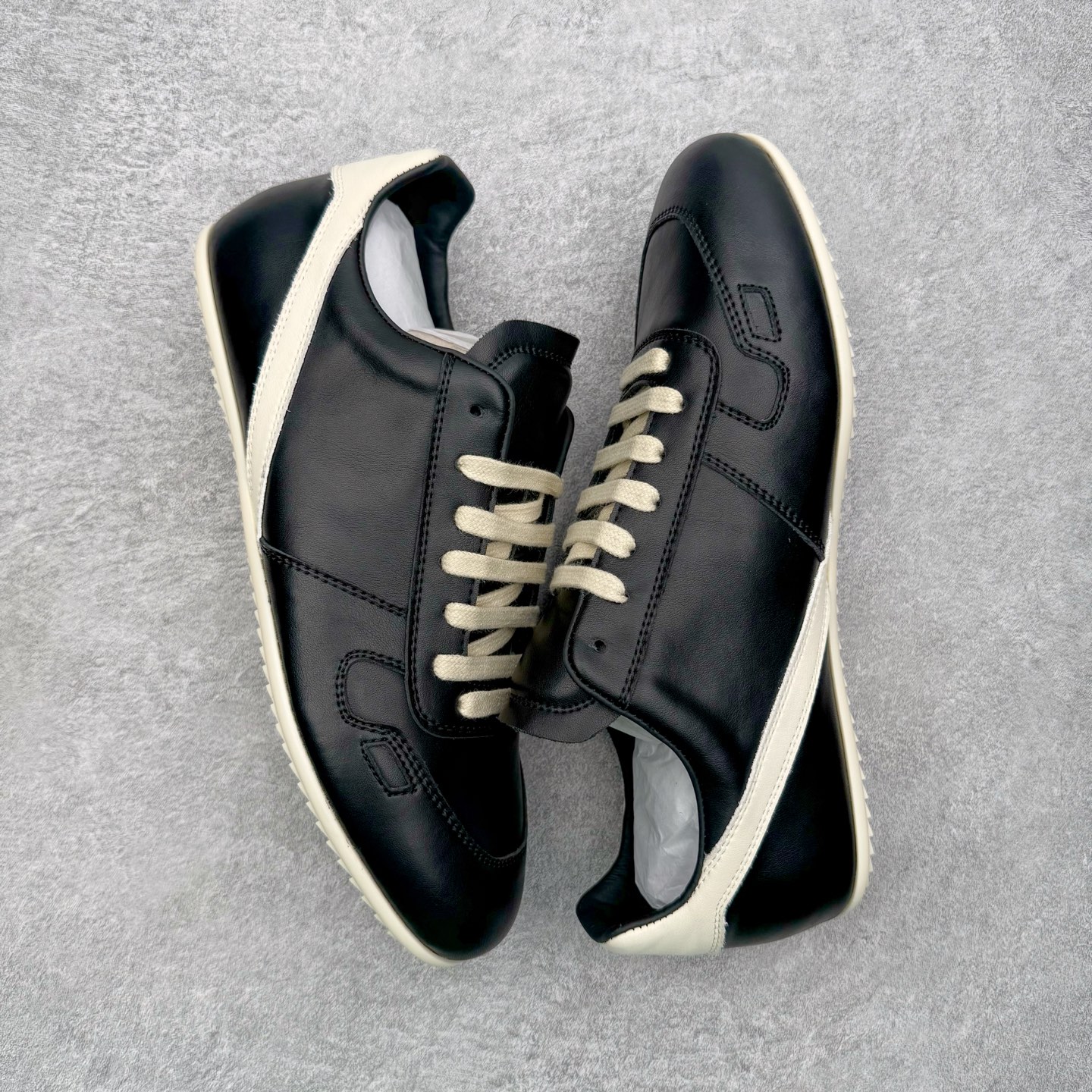 RICK OWENS/RO RUNNER  RO  低筒  板鞋 休闲鞋 波鞋 男鞋  平底 牛皮 黑色 RU02E1889LCO-911