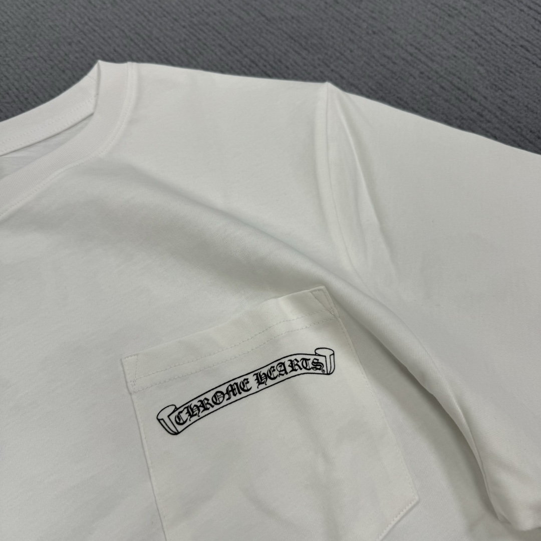 Chrome Hearts CH 克罗心 经典卷轴  背后字体  印花圆领短袖 T恤 白色 黑色 A5  