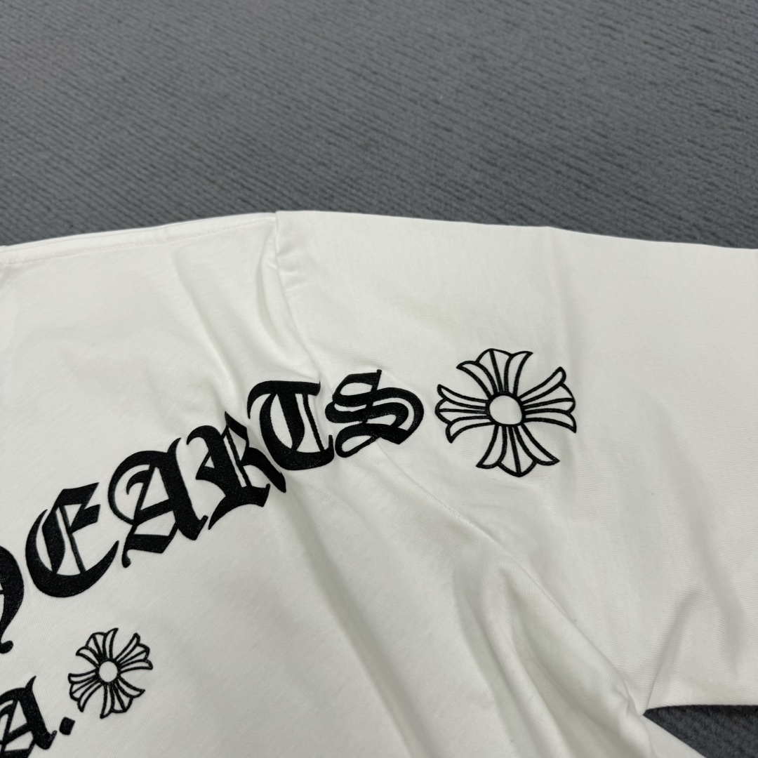 Chrome Hearts CH 克罗心 经典卷轴  背后字体  印花圆领短袖 T恤 白色 黑色 A5  