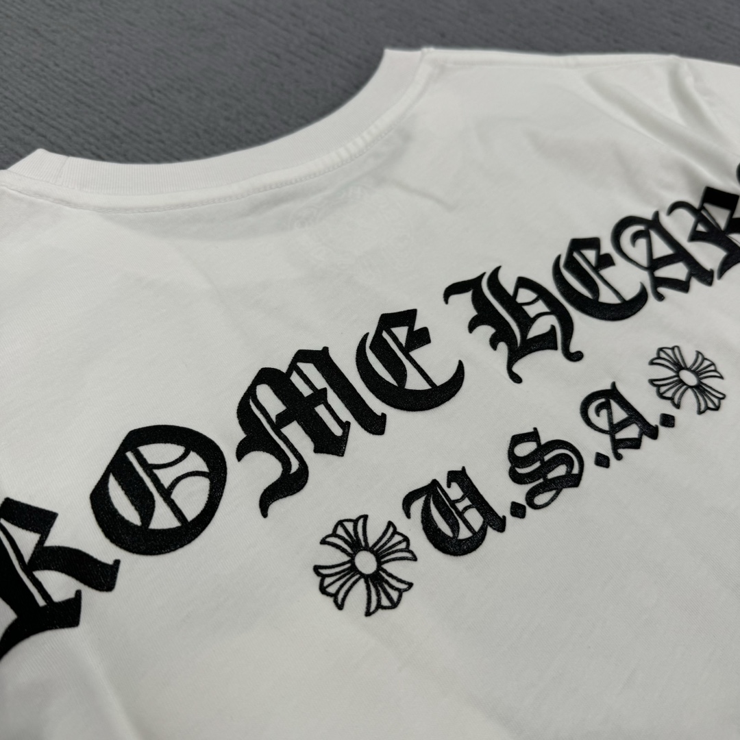 Chrome Hearts CH 克罗心 经典卷轴  背后字体  印花圆领短袖 T恤 白色 黑色 A5  