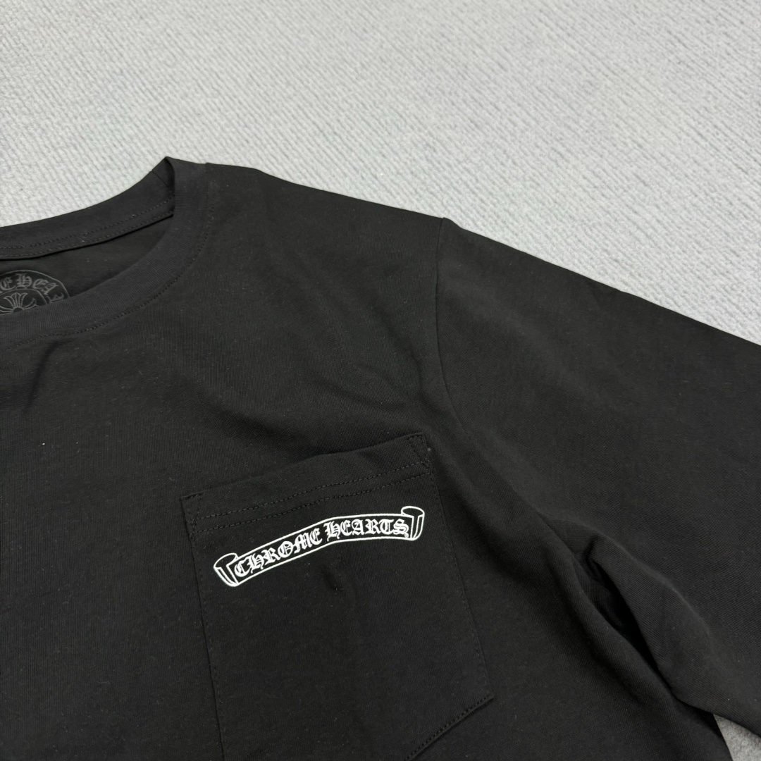 Chrome Hearts CH 克罗心 经典卷轴  背后字体  印花圆领短袖 T恤 白色 黑色 A5  