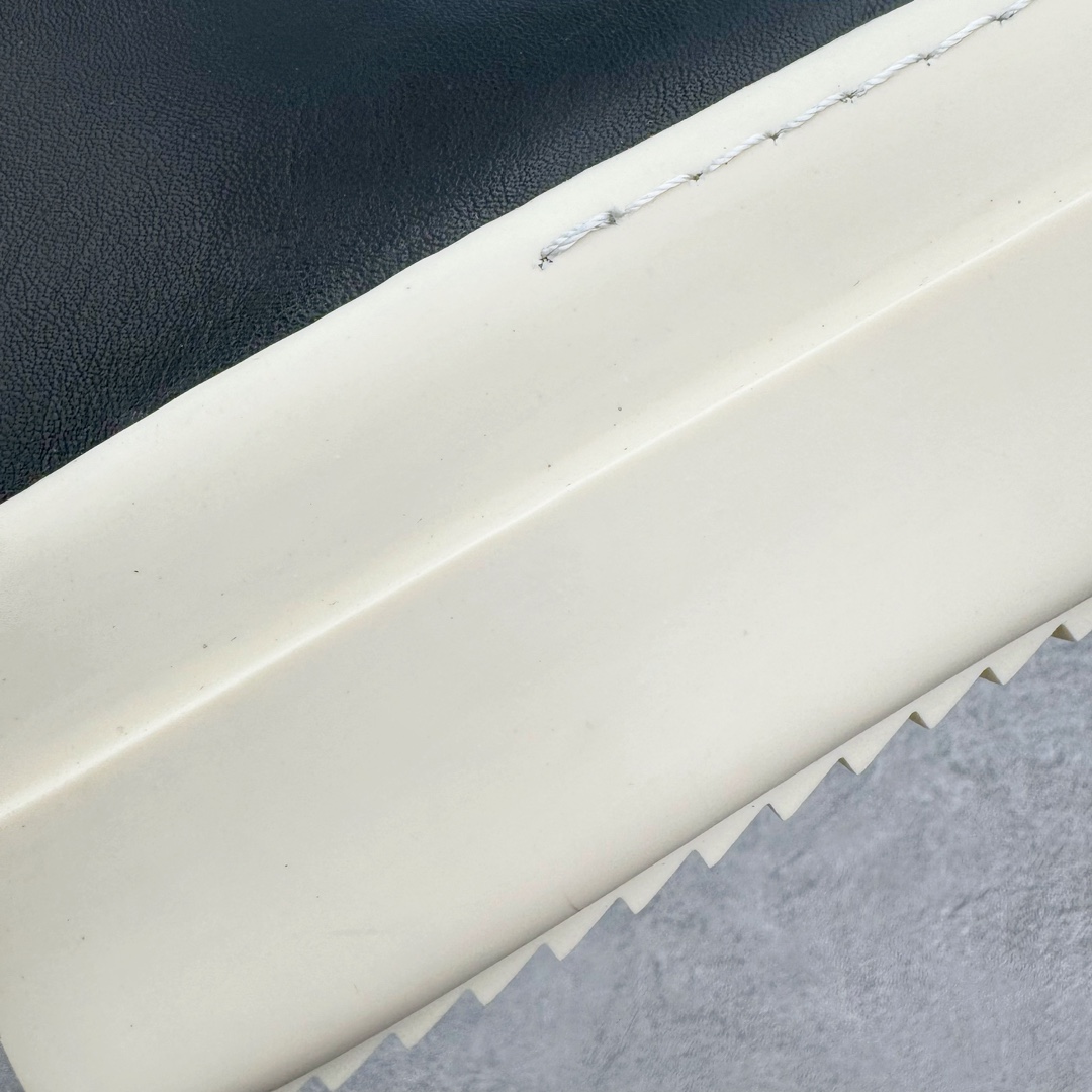 RICK OWENS RO 圆头 高筒  板鞋 休闲鞋 波鞋 男鞋   厚底 真皮拉链 黑白RU01E5859LCO-911