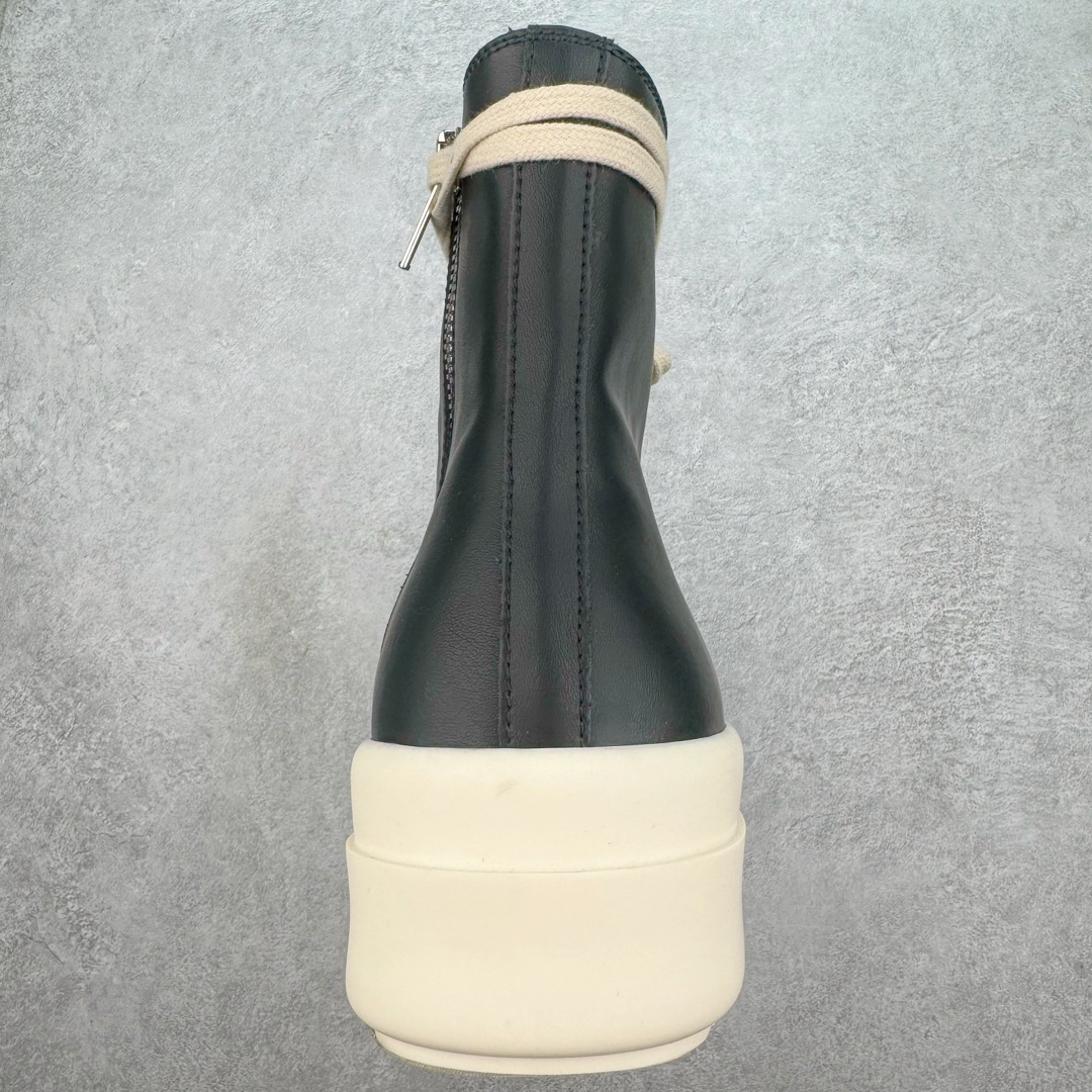 RICK OWENS RO 圆头 高筒  板鞋 休闲鞋 波鞋 男鞋   厚底 真皮拉链 黑白RU01E5859LCO-911