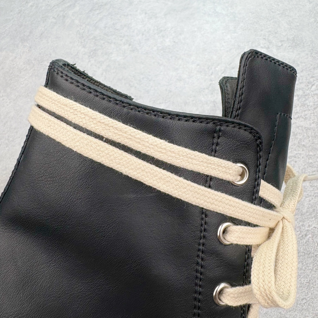 RICK OWENS RO 圆头 高筒  板鞋 休闲鞋 波鞋 男鞋   厚底 真皮拉链 黑白RU01E5859LCO-911