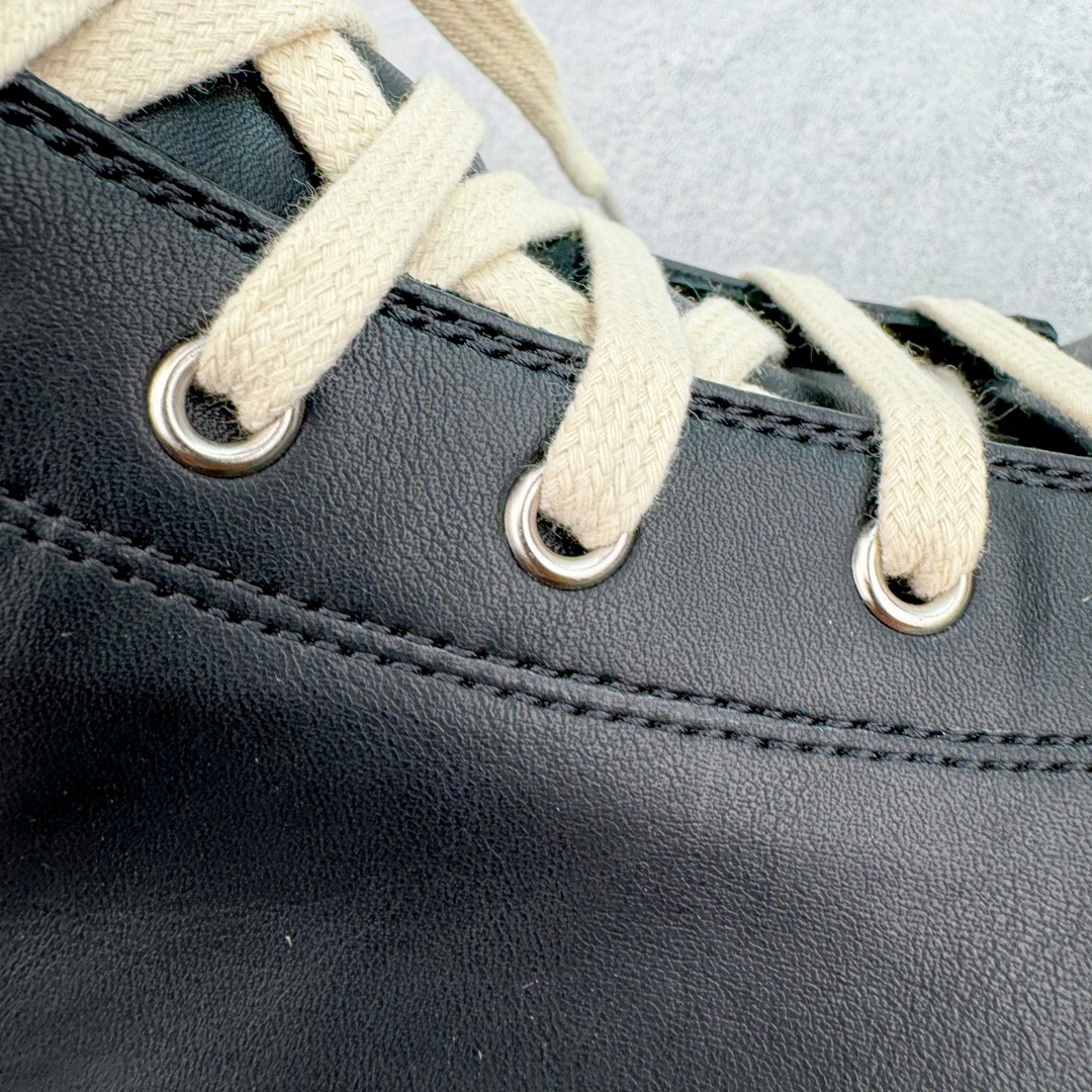 RICK OWENS RO 圆头 高筒  板鞋 休闲鞋 波鞋 男鞋   厚底 真皮拉链 黑白RU01E5859LCO-911