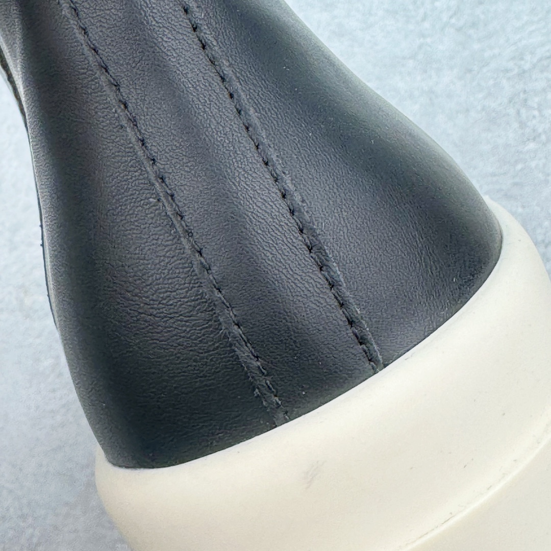 RICK OWENS RO 圆头 高筒  板鞋 休闲鞋 波鞋 男鞋   厚底 真皮拉链 黑白RU01E5859LCO-911