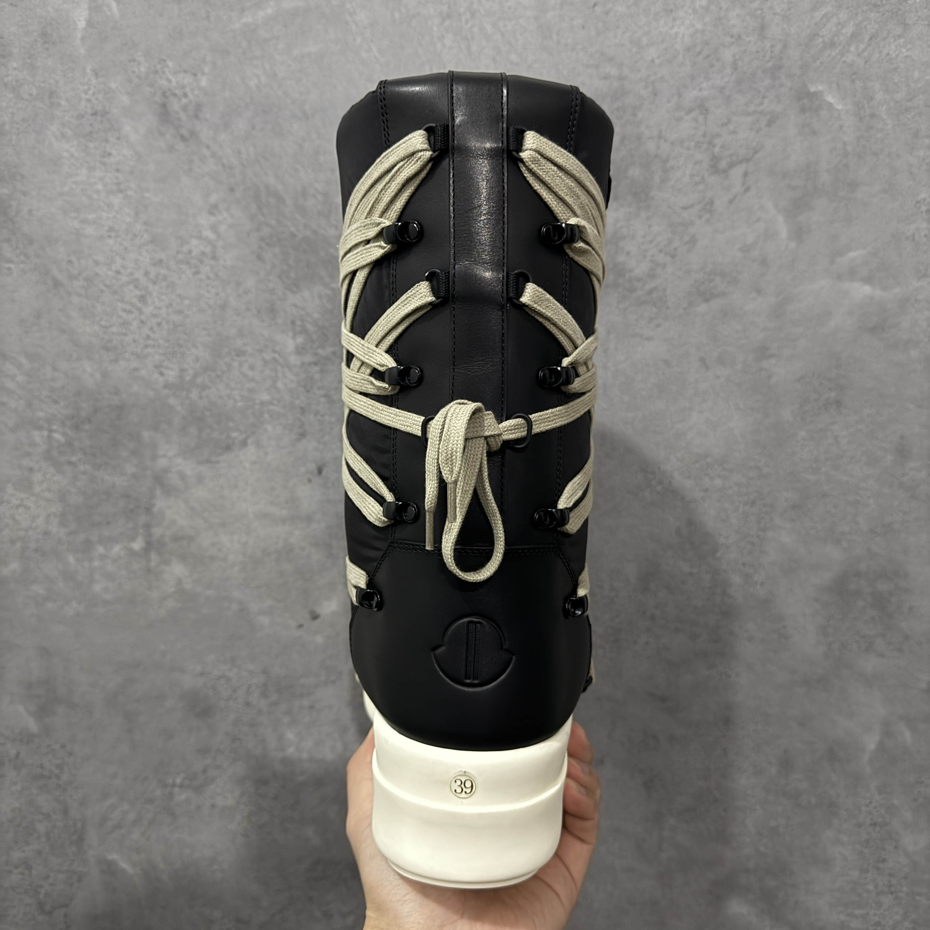 Moncler RICK OWENS RO 圆头 高筒  板鞋 休闲鞋 波鞋 男鞋   厚底  高筒 黑白 MU02C4H20M3863-999