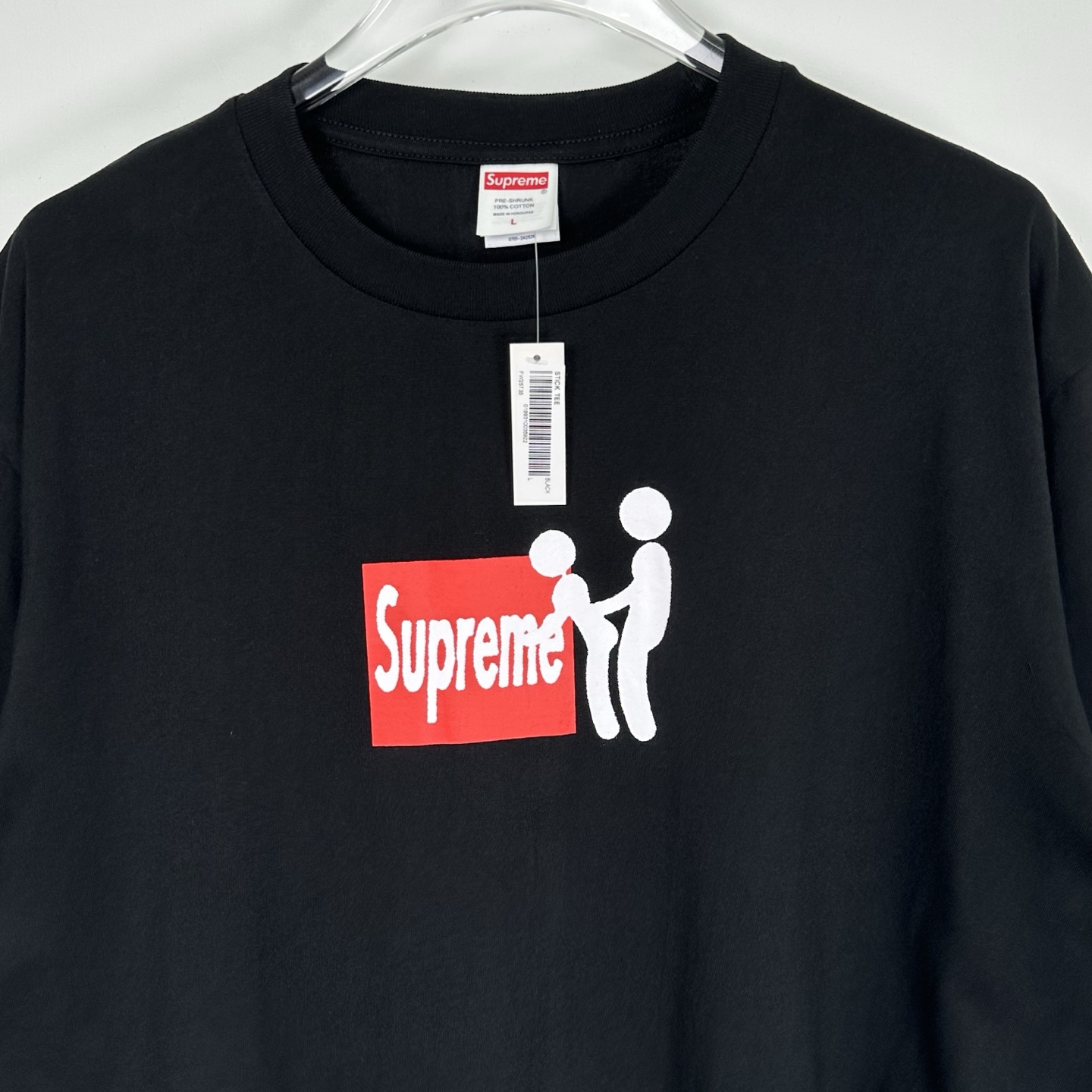 粘贴T恤 SUPREME FW25 STICK TEE 不可描述的短袖TEE  字母 印花 logo圆领 短袖T恤 男女同款 黑色 白色   