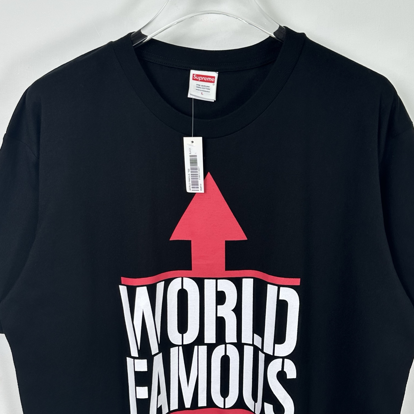 箭头T恤 SUPREME 26SS WORLD FAMOUS TEE 字母 印花 logo圆领 短袖T恤 男女同款 黑色 白色   