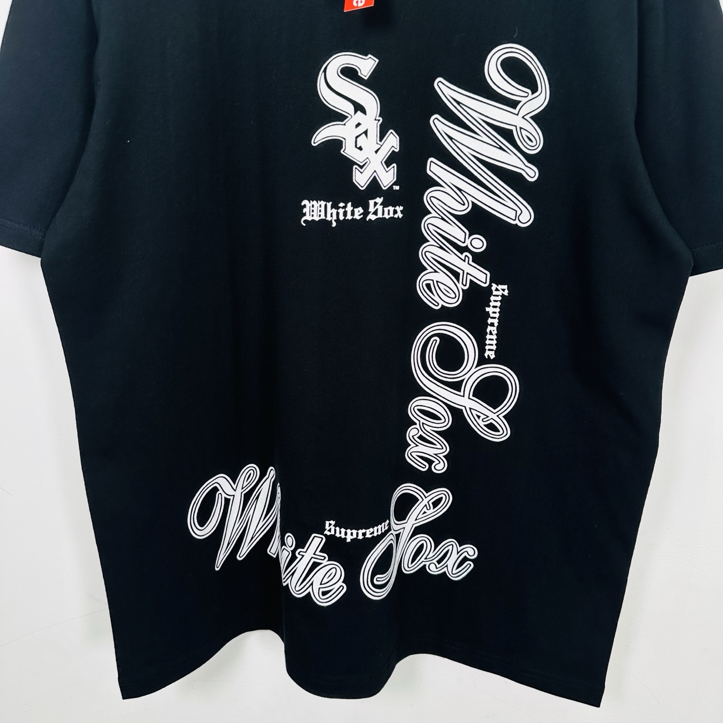 SUPREME x MLB 联名款 NEW YORK YANKEES TEE   字母 印花 logo圆领 短袖T恤 男女同款 黑色 白色   